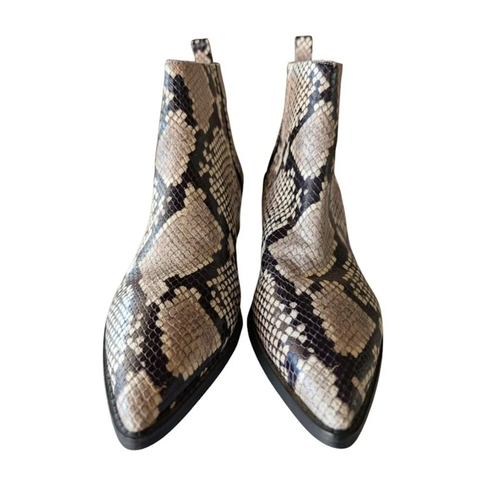 Marc Fisher Vivica Snake Print Pointed Toe Chelsea Boots Women Size 9M